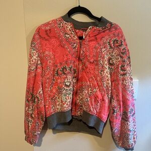 Free People Floral Paisley Bomber Jacket